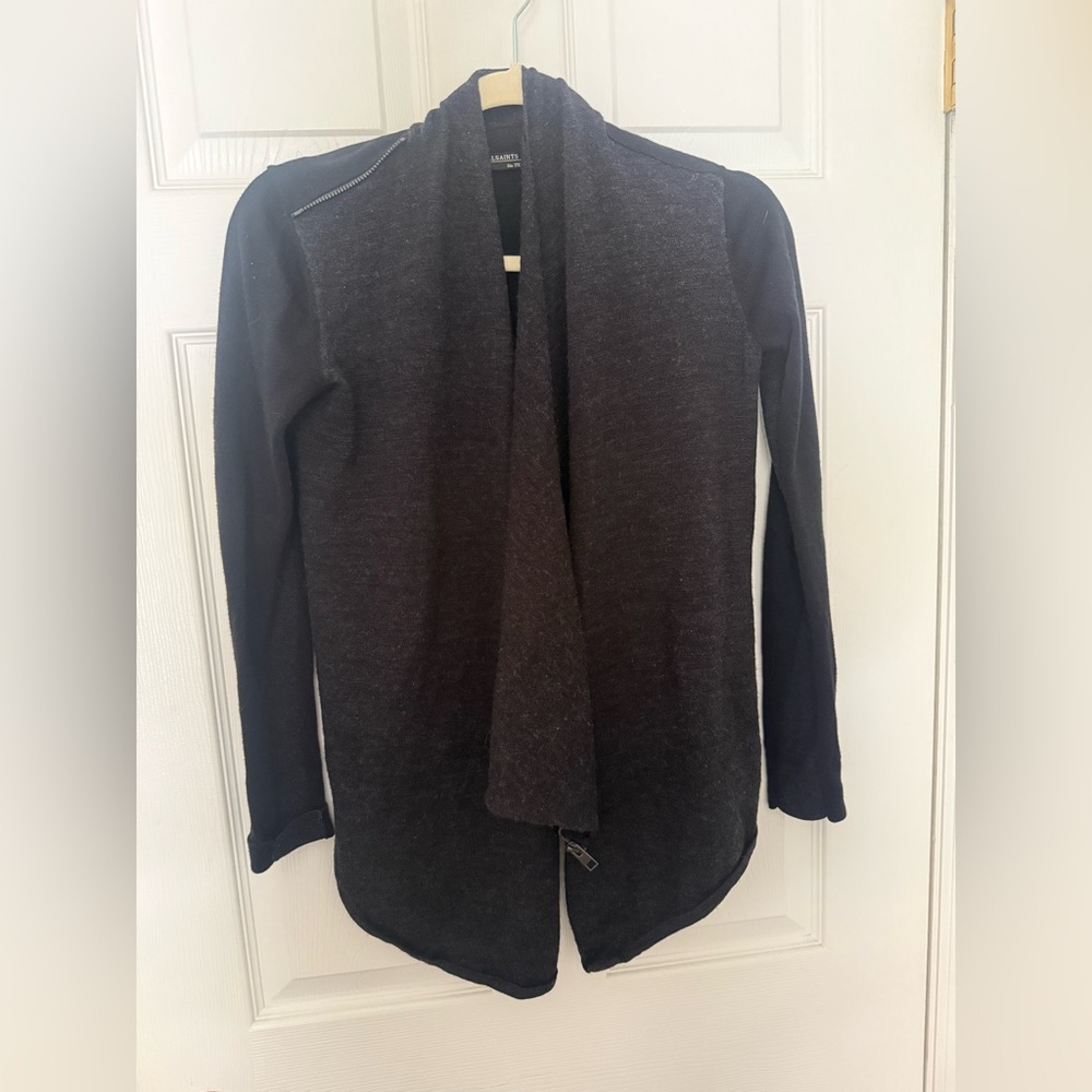 All Saints Women's Charcoal Knit Cardigan Sweater